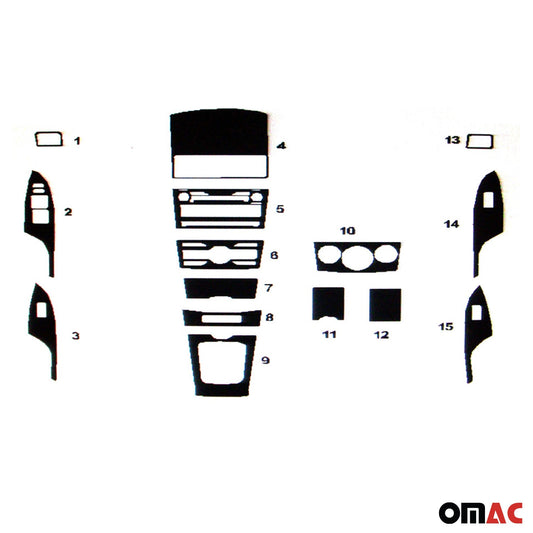 Ornamente interioare cockpit pentru Toyota Corolla 2007-2013 sedan, aspect negru, 15 bucăți