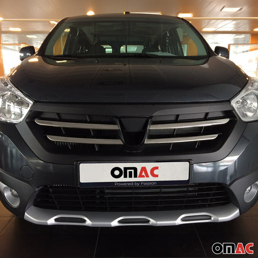 Benzi grilă radiator pentru Dacia Lodgy Stepway din 2012, crom-argintiu, 4x