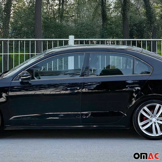 Benzi decorative pentru geamuri pentru VW Jetta 2010-2018, oțel inoxidabil, culoare închisă, 12 bucăți