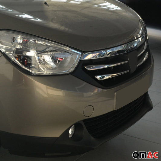 Benzi decorative grilă radiator Dacia Lodgy 2012-2017, oțel inoxidabil, argintiu, 4 bucăți