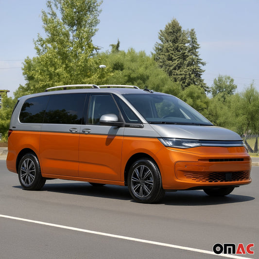 Bare de plafon VW Multivan T7 2022-2025, portbagaj lung L2, gri aluminiu, 2 piese