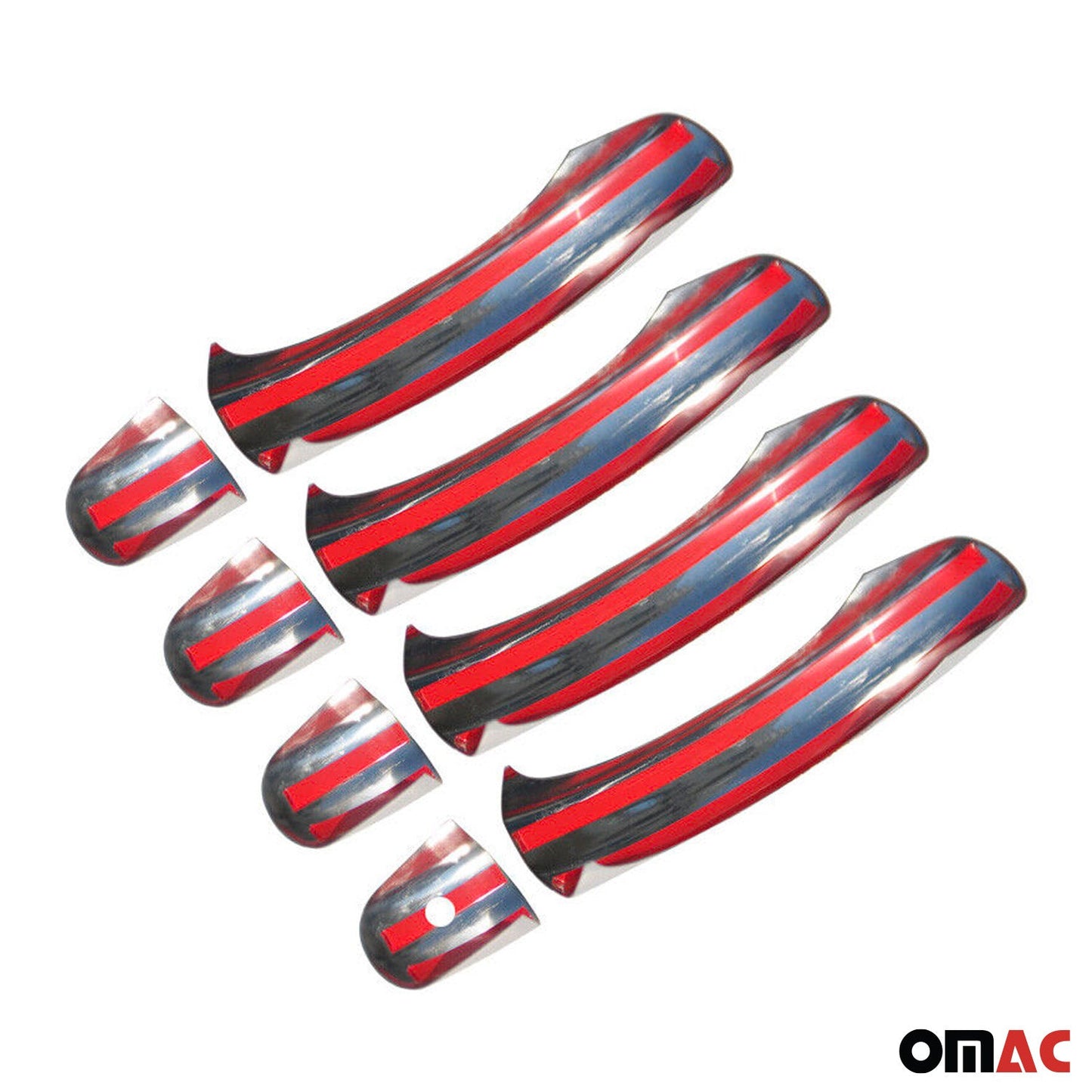 Ornamente mâner ușă, capace mâner ușă pentru VW Touareg 2002-2010, oțel inoxidabil, argintiu, 8 bucăți