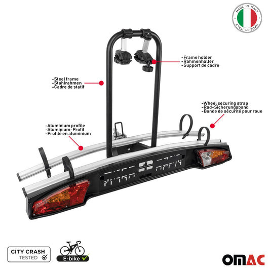 Bagażnik na rowery, hak holowniczy, rower elektryczny, 2 rowery