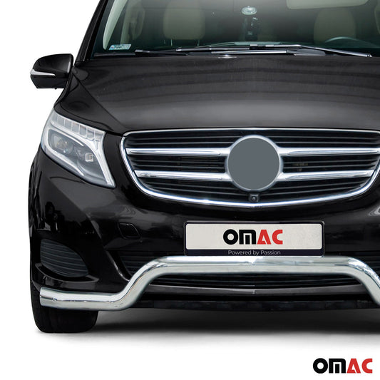 Bară de protecție față pentru Mercedes Class 2014-2025, oțel inoxidabil, argintiu