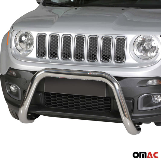 Bară de protecție/buton față pentru Jeep Renegade 2014-2017, ø76mm, oțel, argintiu