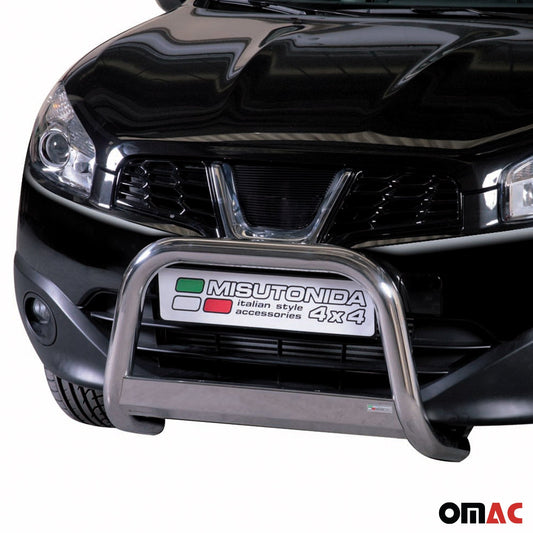 Bară de protecție/buton față pentru Nissan Qashqai 2010-2013, ø63mm, oțel, argintiu