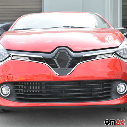Kühlergrill Leisten Grillleisten für Renault Clio 2012-2019 Edelstahl Silber 2x