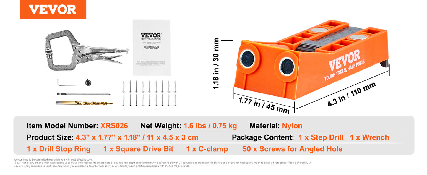 VEVOR 56 Pcs Pocket Hole Jig Mini Jig System