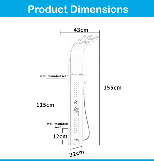 Stainless Steel Shower Panel Full Set, Dual Flow Overhead Waterfall Shower, Hand Shower, Wall Mount Shower Panel For Bathrooms-1