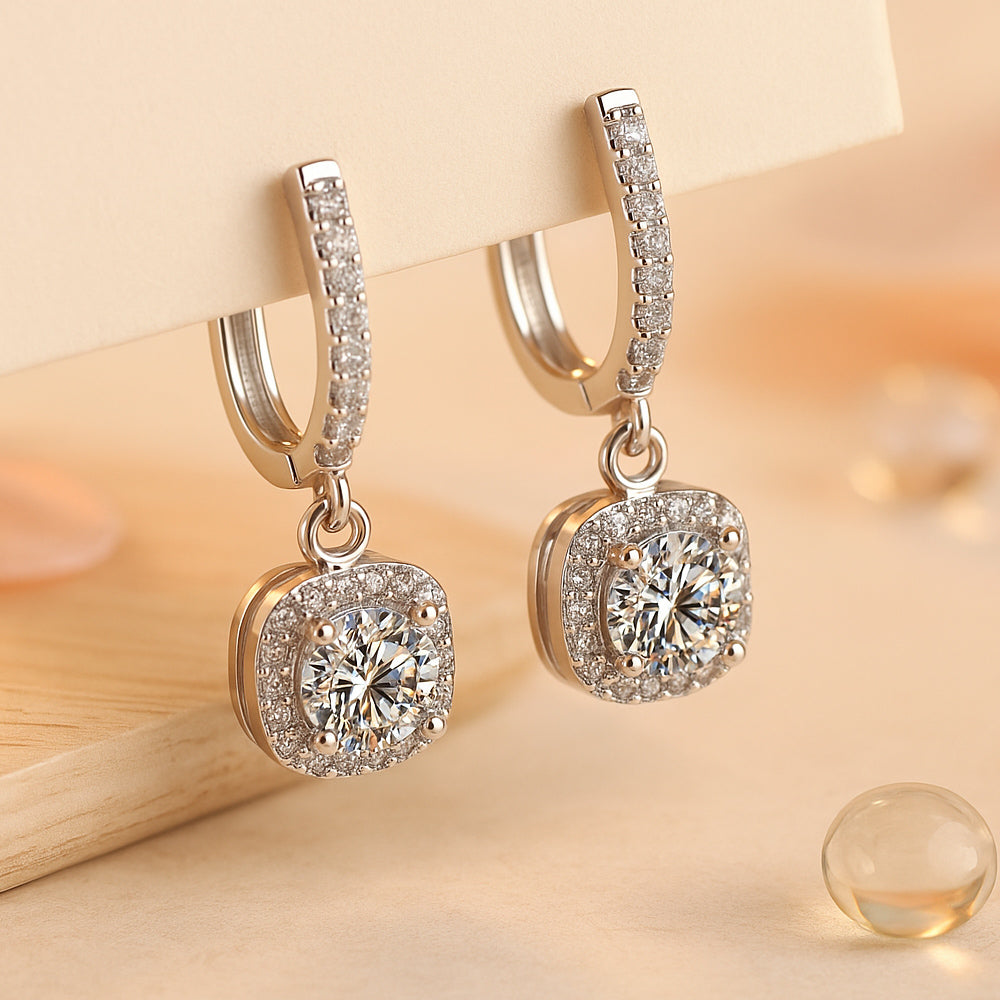 Cercei din argint 925, cuburi de zirconiu cubic