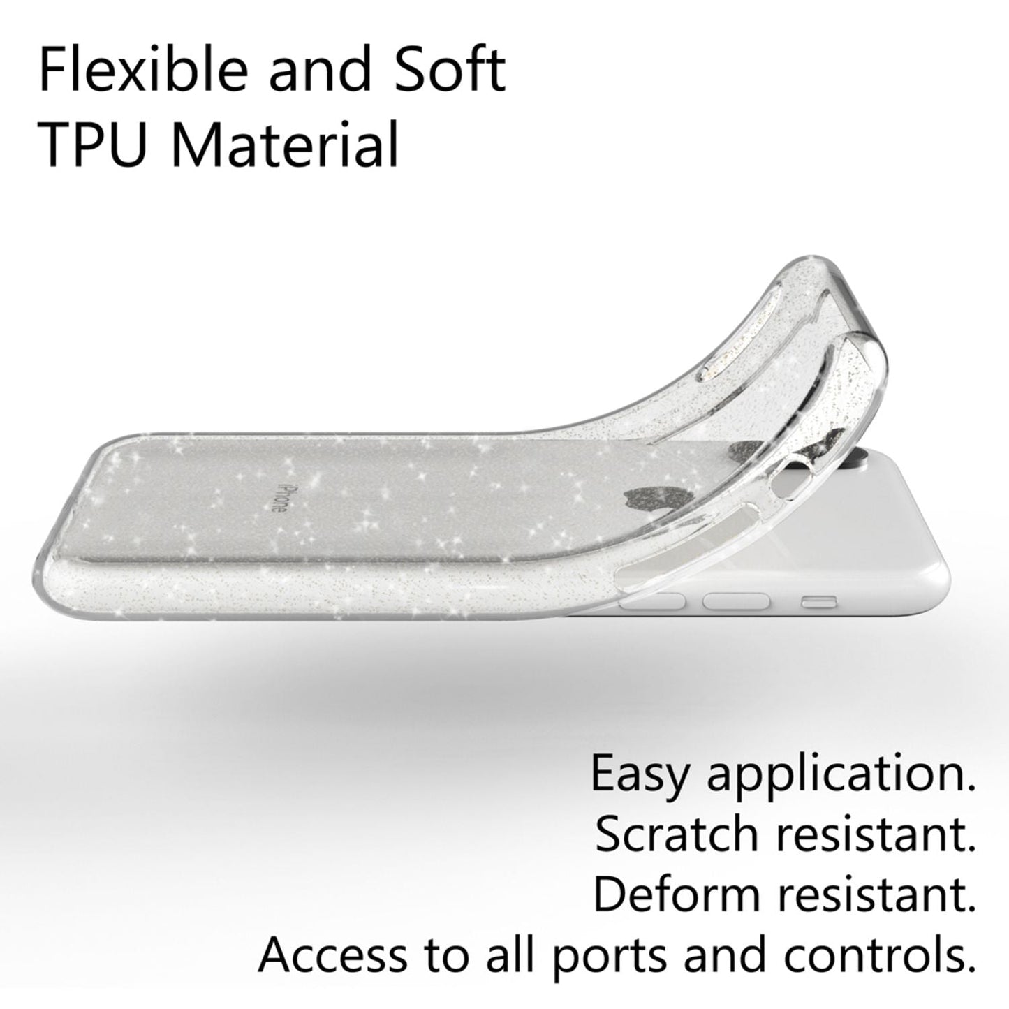 Husă NALIA Dazzlin Glitter - Husă de protecție la modă ultra-subțire din silicon cu particule de sclipici pentru iPhone XS Max