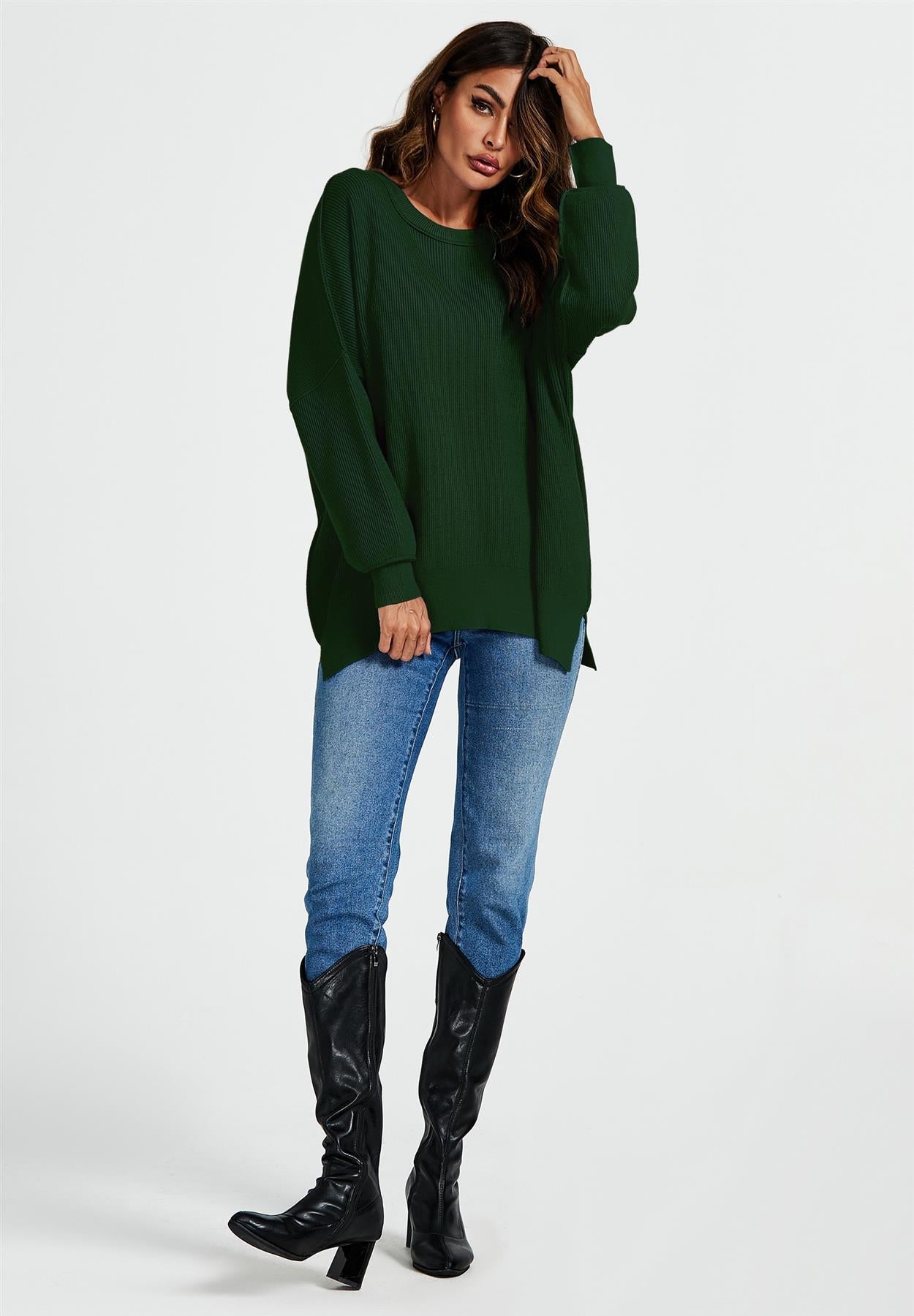 Oversized Jumper Top In Green