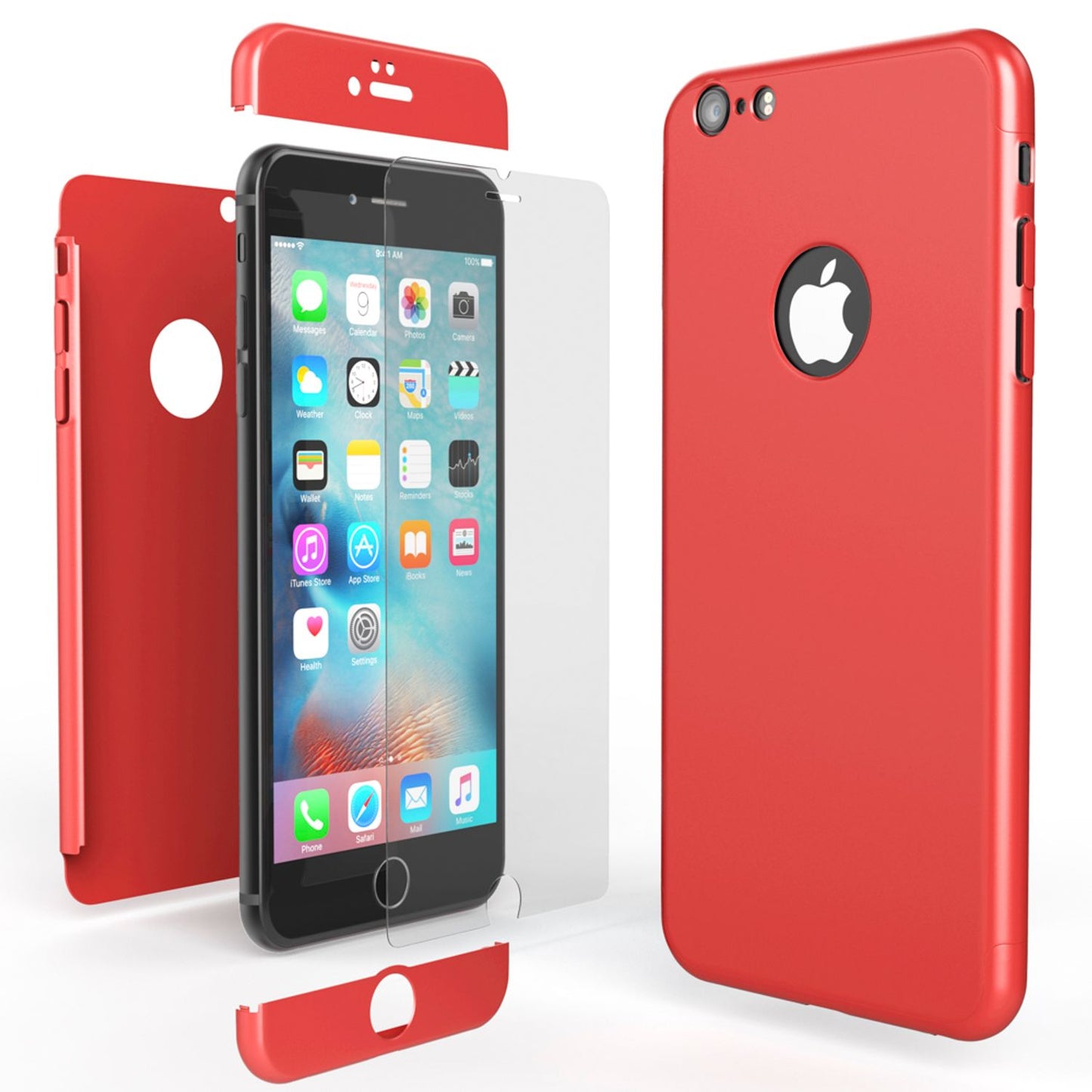 NALIA 360 Grad Hülle Rundumschutz - iPhone 6/6S Glasfront Dünn