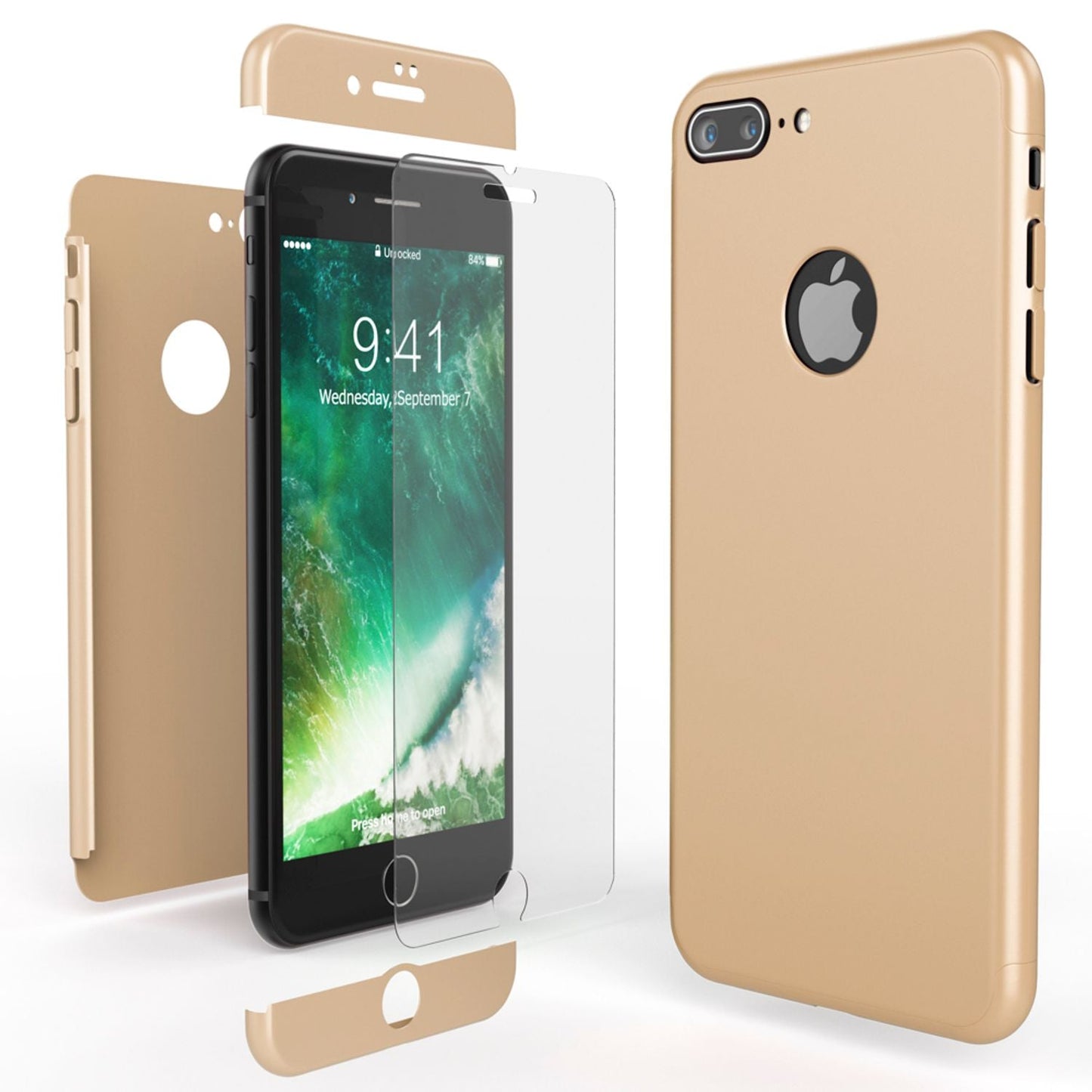 NALIA iPhone 7 Plus 360 Grad Hülle Premium Vollschutz - Glasfront Glasrückseite Dünn