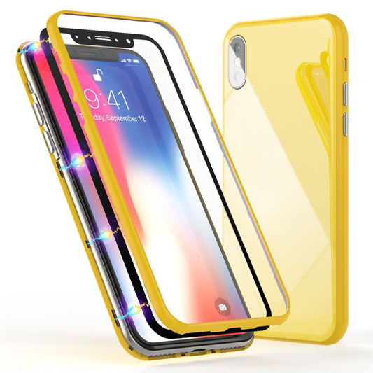 NALIA 360° Magnet Hülle - Ultra Slim Hartglas Rückseite Für iPhone XS Max 9H Härte Display Schutz