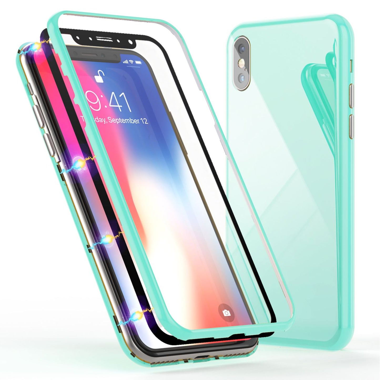NALIA 360° Magnet Hülle - Ultra Slim Hartglas Rückseite Für iPhone XS Max 9H Härte Display Schutz