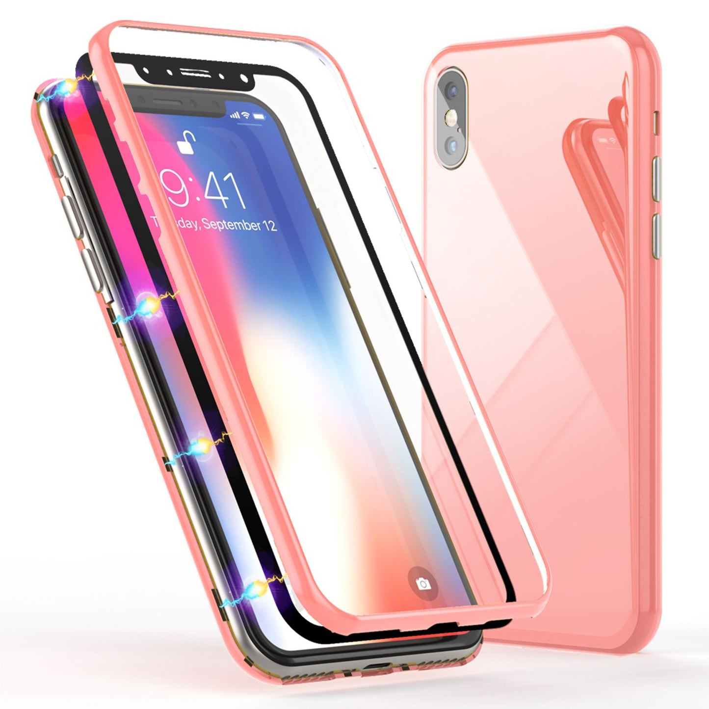 NALIA 360° Magnet Hülle - Ultra Slim Hartglas Rückseite Für iPhone XS Max 9H Härte Display Schutz
