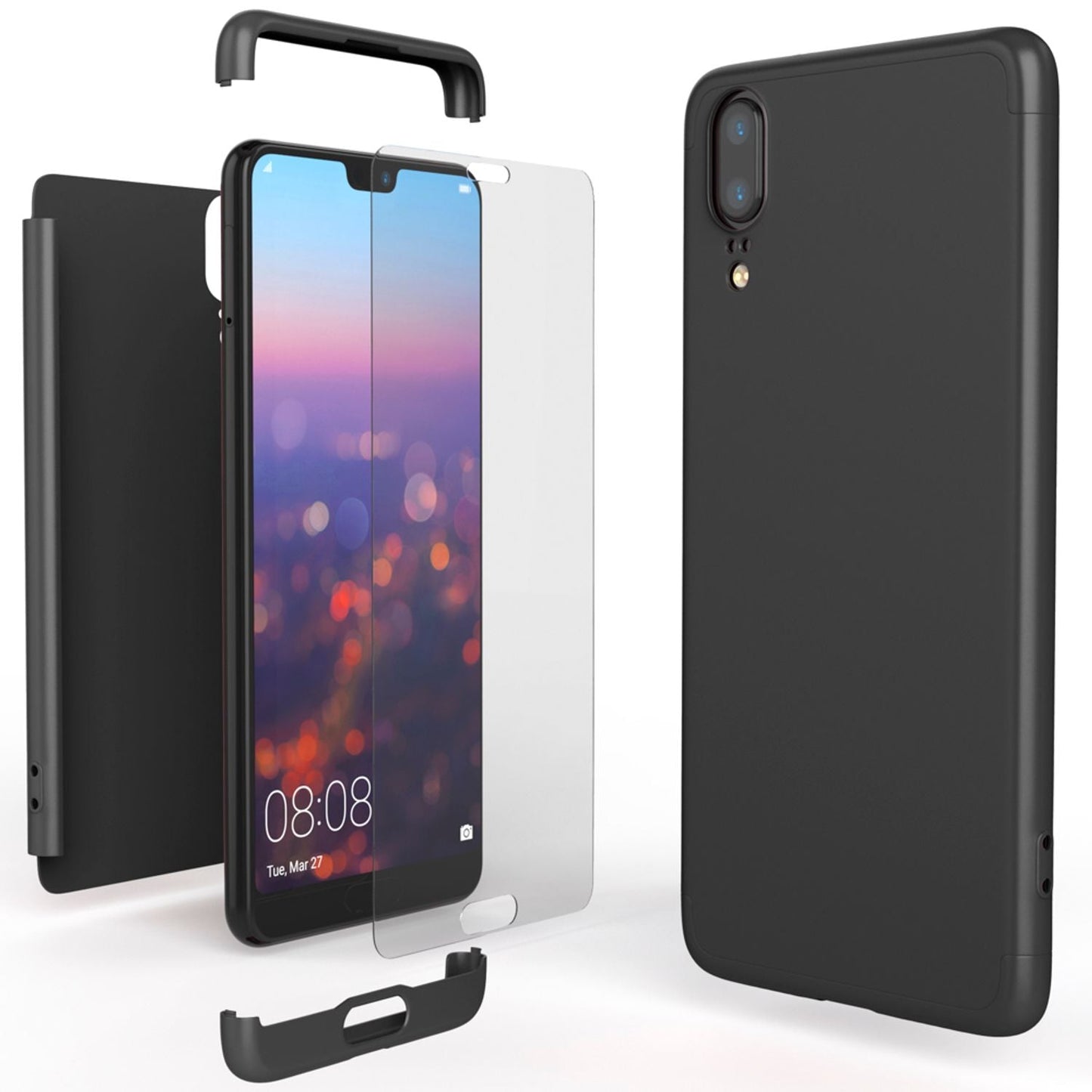 Husă Huawei P20 cu protecție completă la 360 de grade - Ramă spate subțire cu bara de protecție