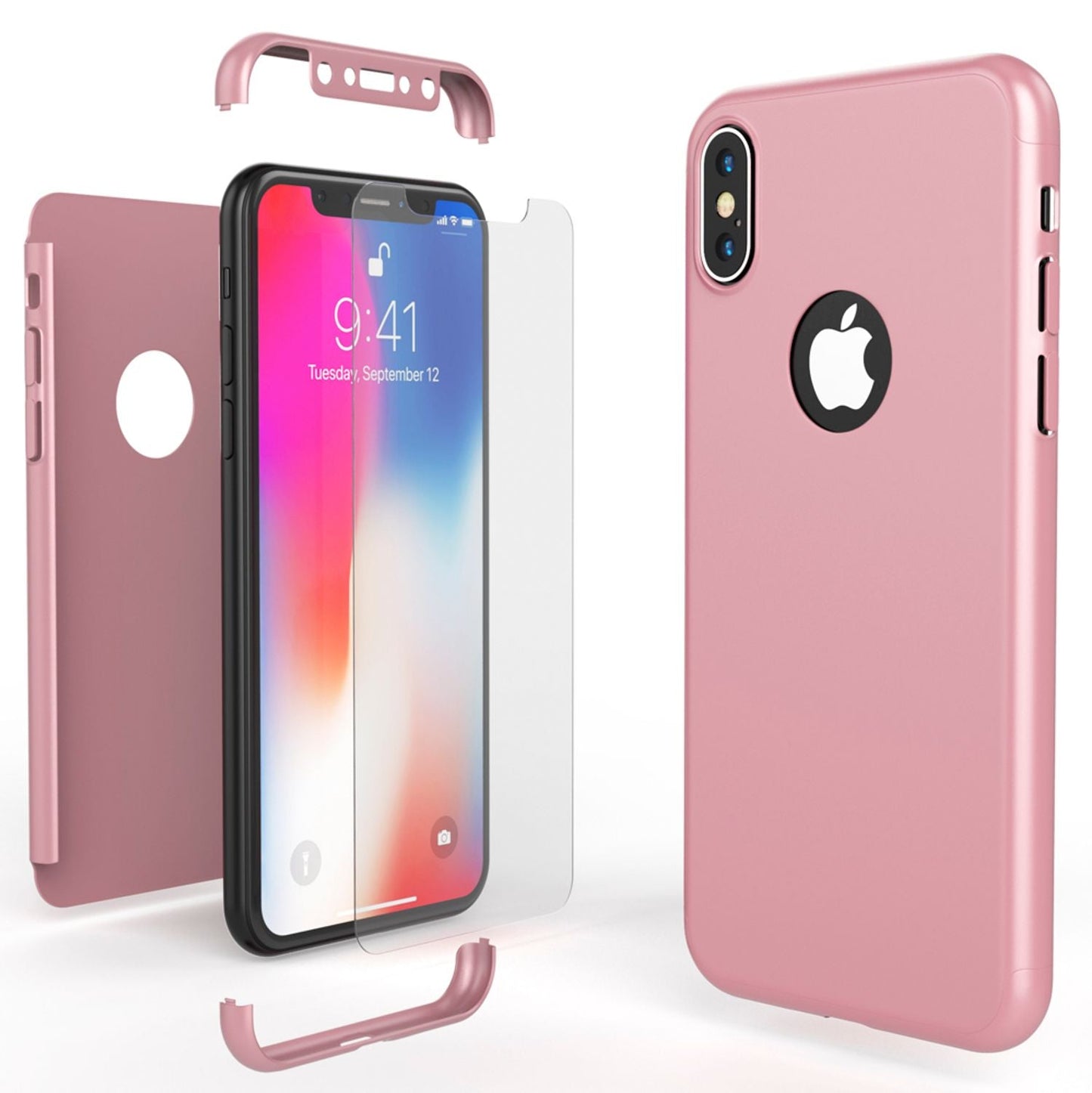 NALIA 360 Grad Hülle - Rundum Schutz Displayschutz Front Hinten Passgenau iPhone X XS