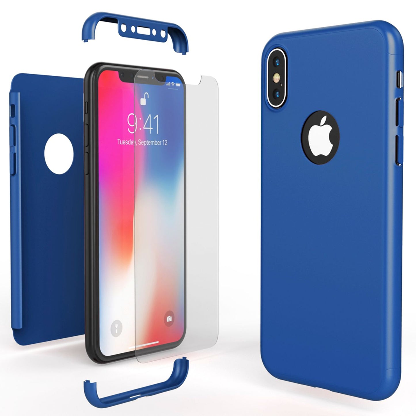 NALIA 360 Grad Hülle - Rundum Schutz Displayschutz Front Hinten Passgenau iPhone X XS
