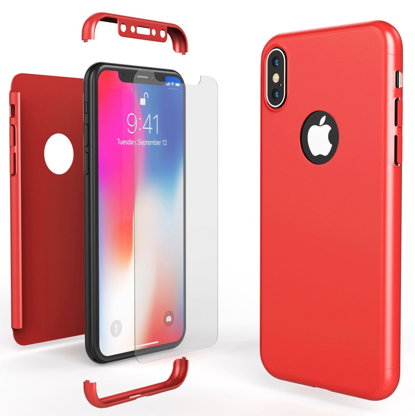 NALIA 360 Grad Hülle - Rundum Schutz Displayschutz Front Hinten Passgenau iPhone X XS