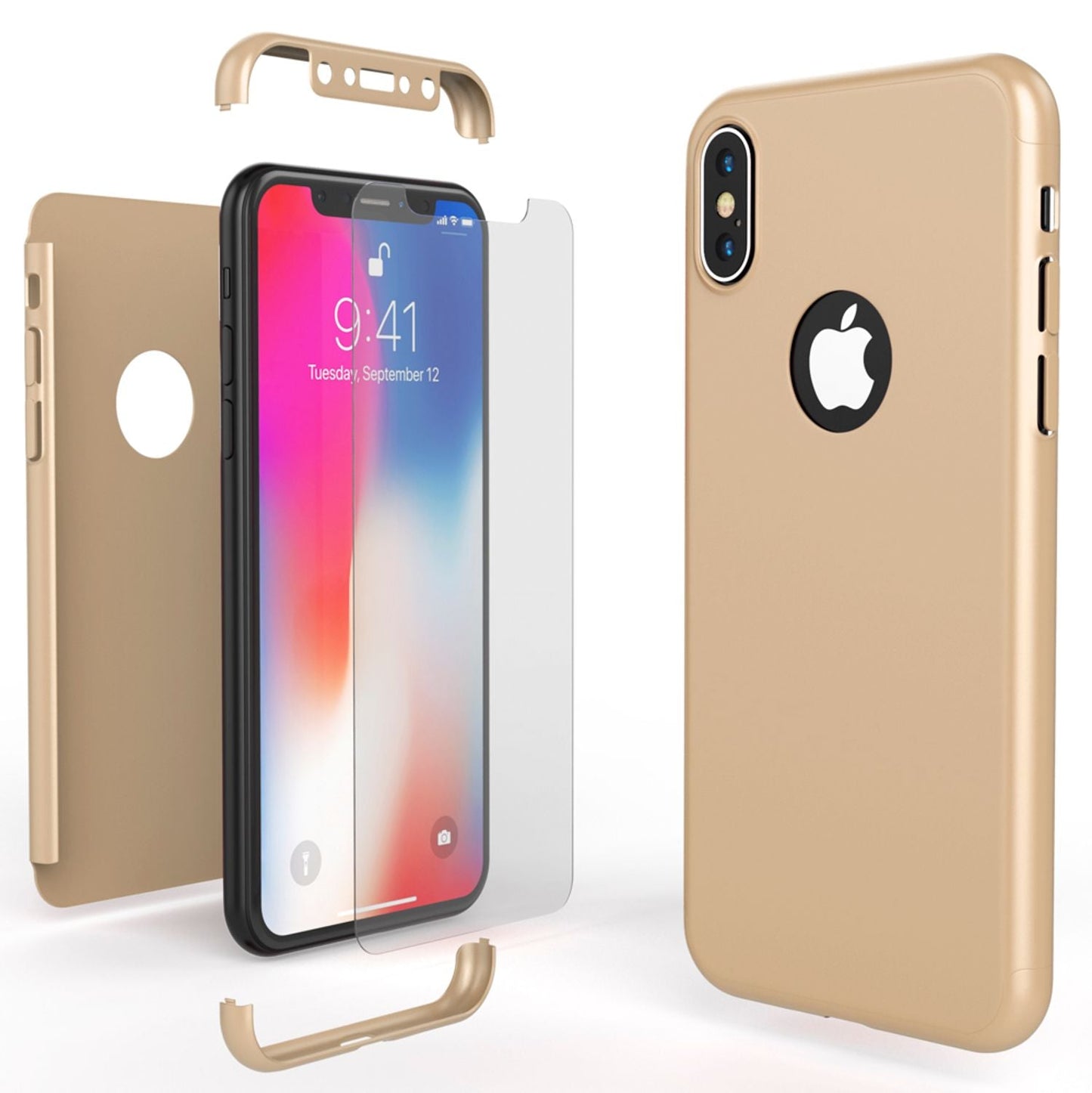 NALIA 360 Grad Hülle - Rundum Schutz Displayschutz Front Hinten Passgenau iPhone X XS