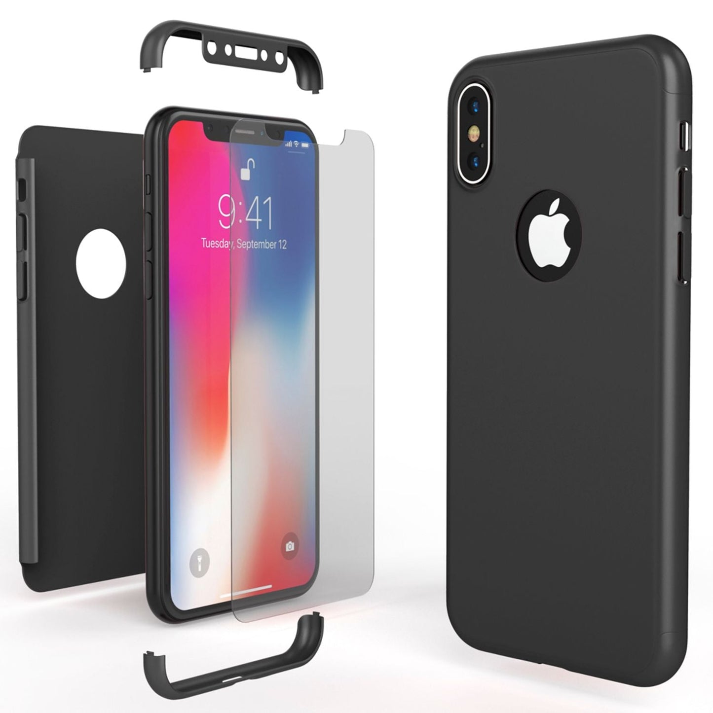NALIA 360 Grad Hülle - Rundum Schutz Displayschutz Front Hinten Passgenau iPhone X XS
