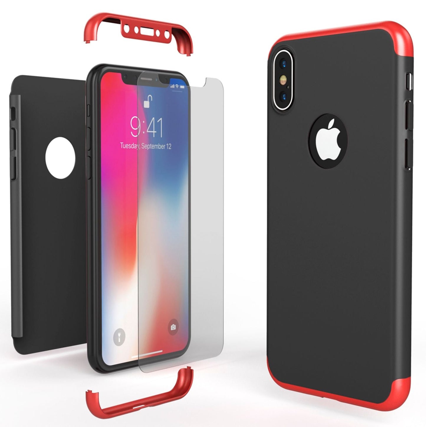 NALIA 360 Grad Hülle - Rundum Schutz Displayschutz Front Hinten Passgenau iPhone X XS