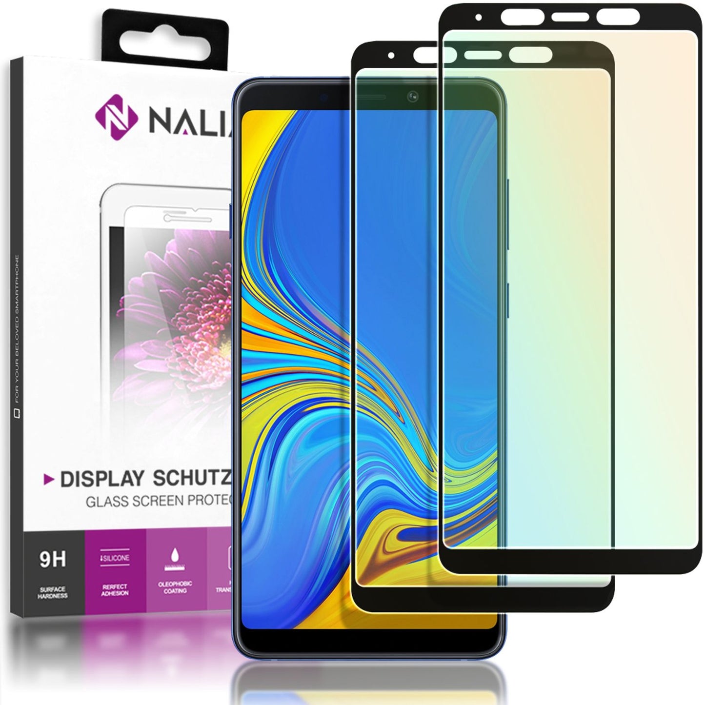 Sticlă de protecție pentru ecran NALIA ultra subțire - Pachet de 2, transparentă, compatibilă cu Galaxy A8