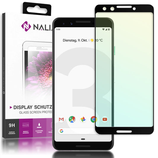 NALIA Schutzglas für Google Pixel3, 3D Full Cover Displayschutz Handy Folie