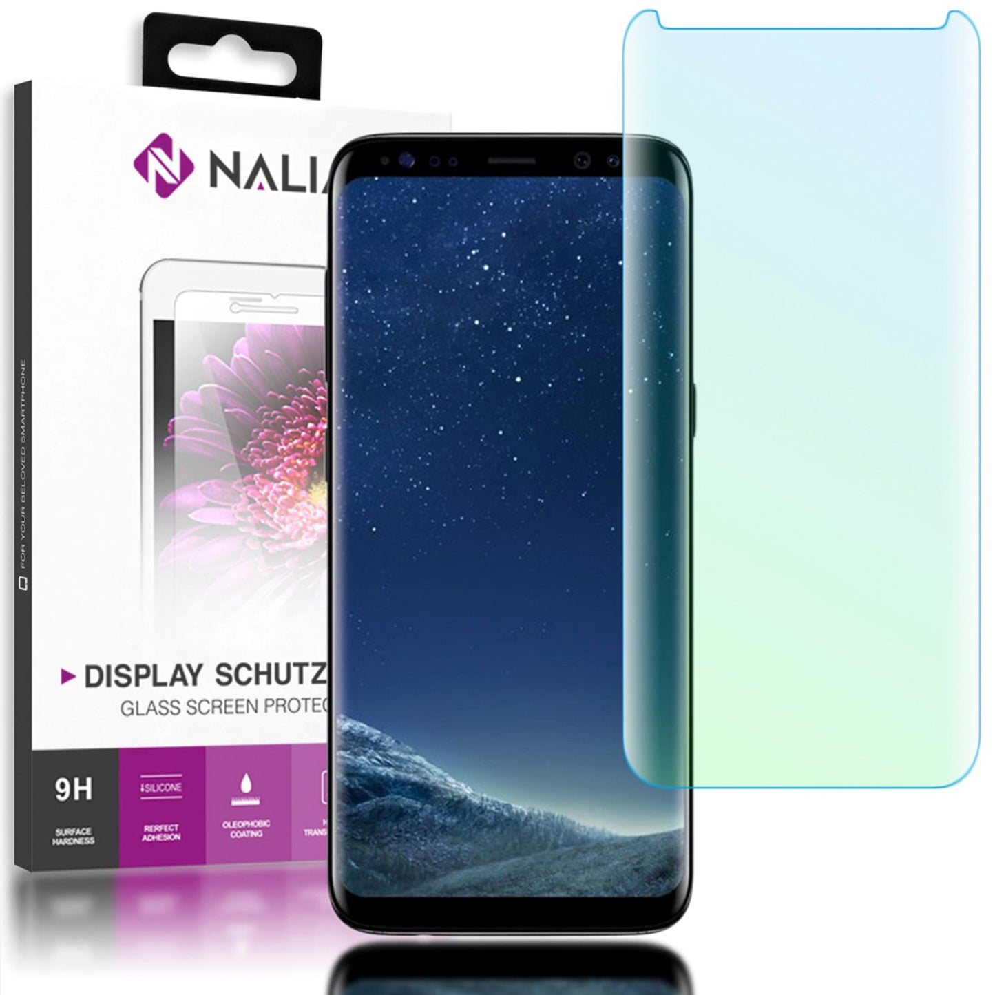 NALIA Schutzglas für Samsung Galaxy S8 Plus, 9H Full Cover Displayschutz Glass