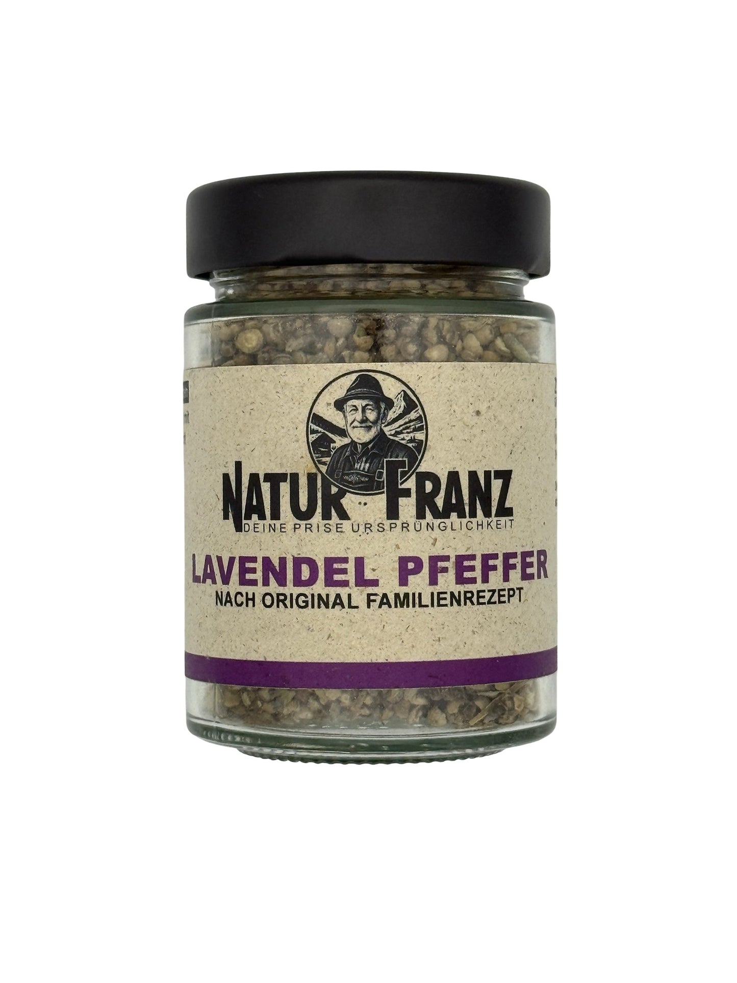 NATURFRANZ Lavendel Pfeffer - Duftig Mild Würzig, Inhalt 100 g, Glasbehälter, Größe 8 cm