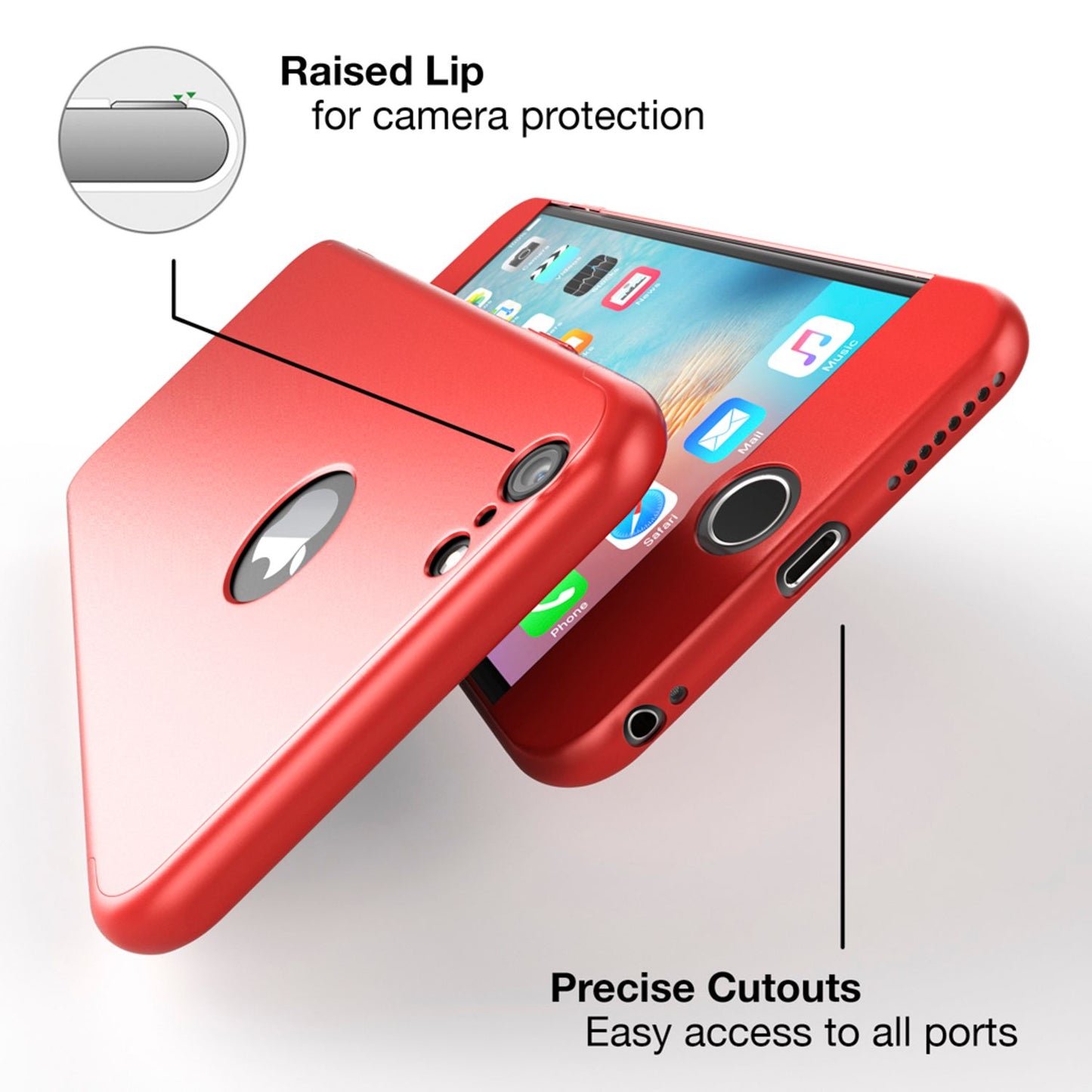 NALIA 360 Grad Hülle Rundumschutz - iPhone 6/6S Glasfront Dünn