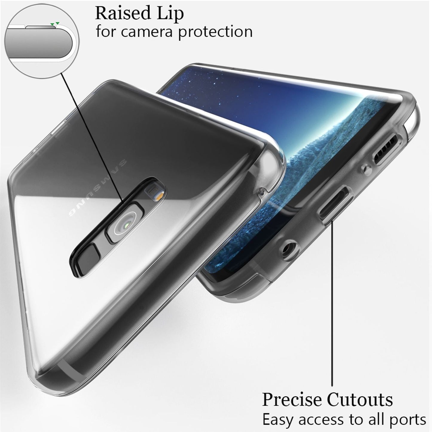 NALIA 360 Grad Handyhülle Rundumschutz - Transparent Silikon-Bumper Galaxy S8 Kompatibel