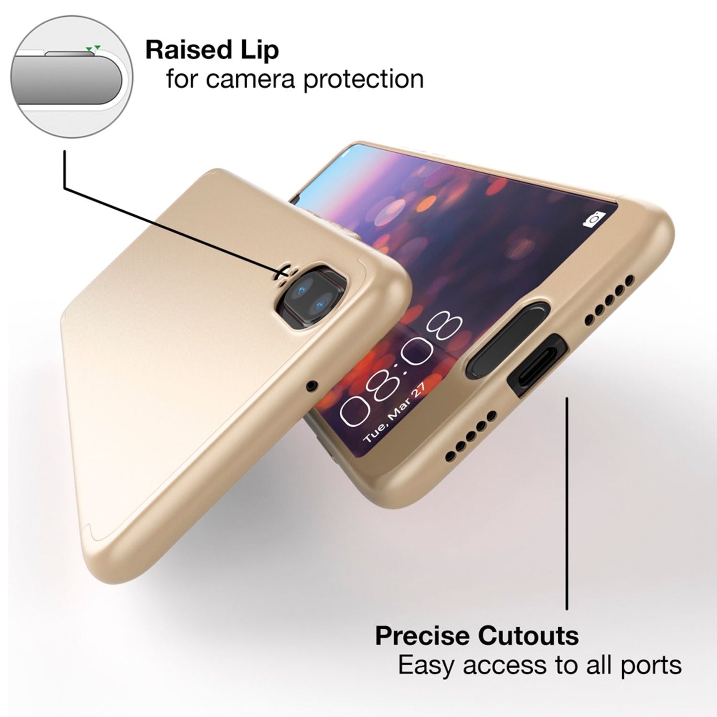 Husă Huawei P20 cu protecție completă la 360 de grade - Ramă spate subțire cu bara de protecție