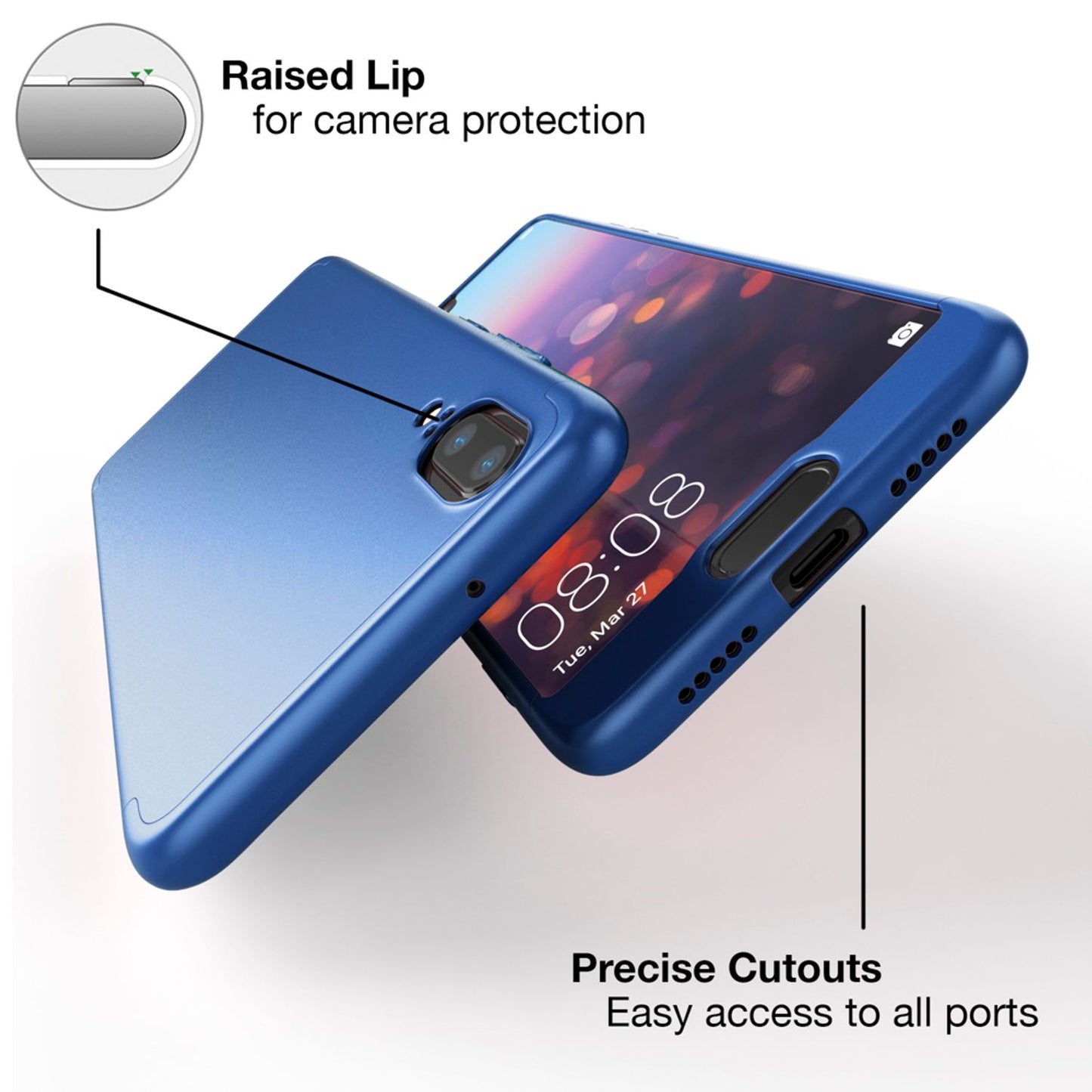 Husă Huawei P20 cu protecție completă la 360 de grade - Ramă spate subțire cu bara de protecție