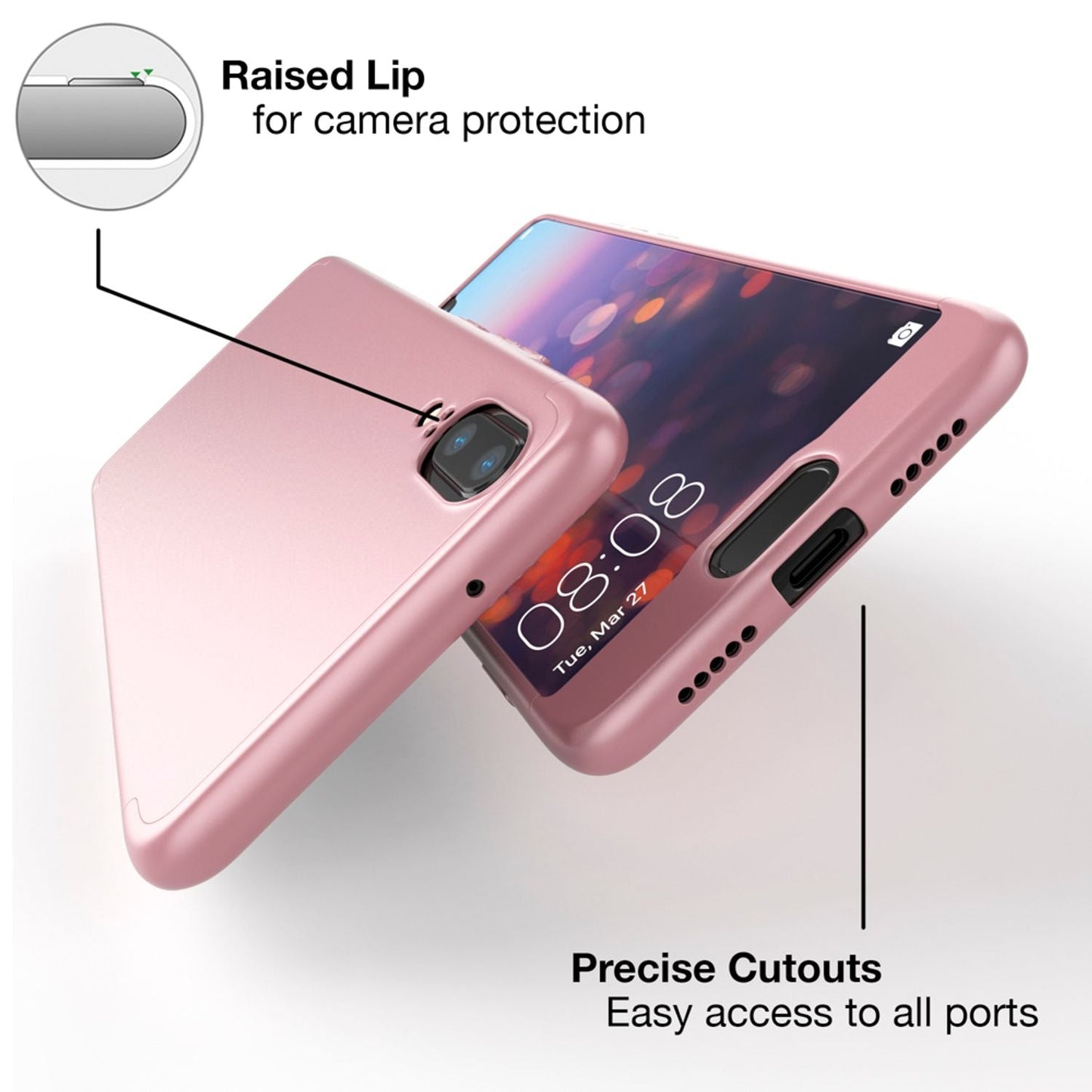 Husă Huawei P20 cu protecție completă la 360 de grade - Ramă spate subțire cu bara de protecție