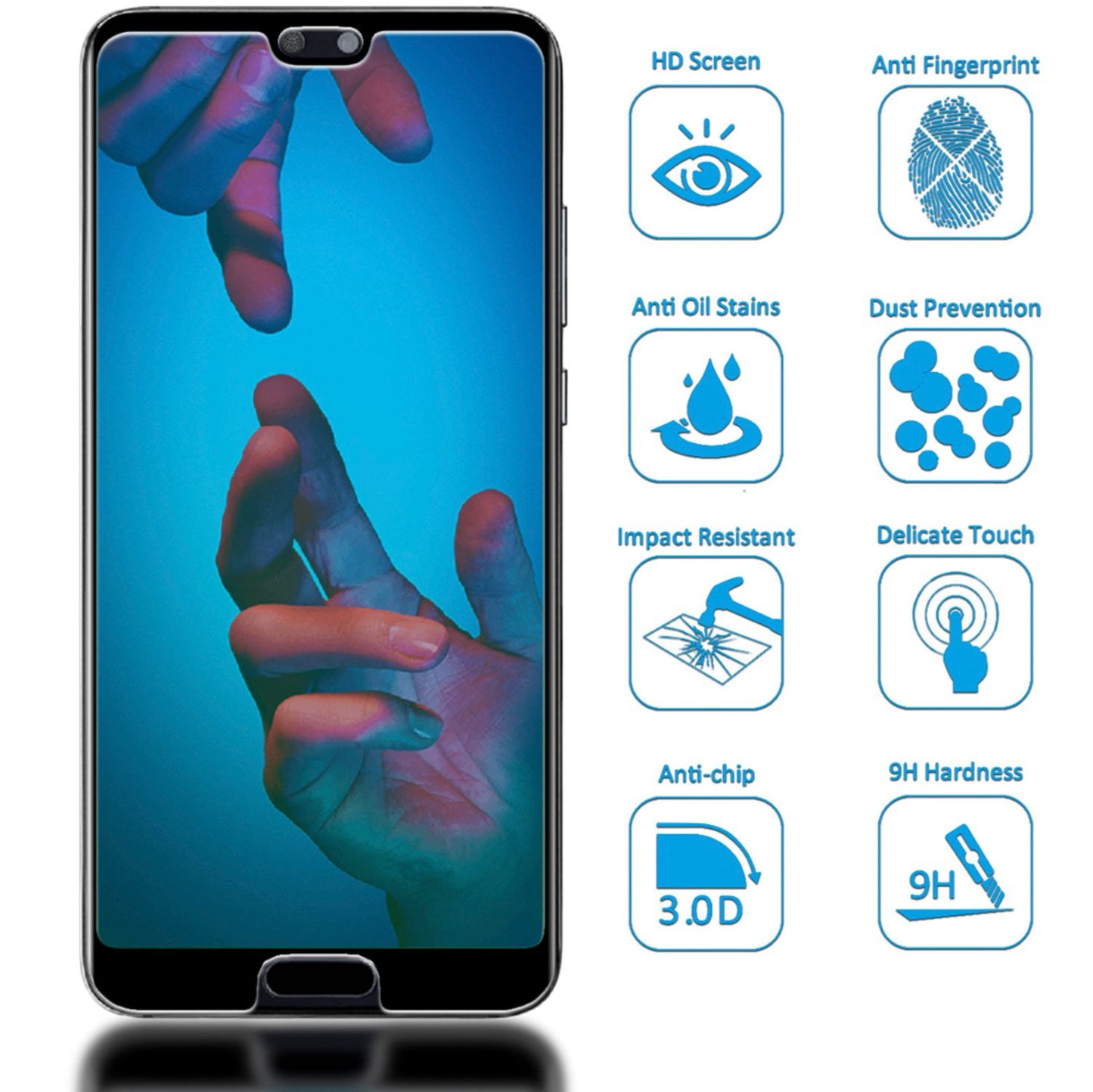 NALIA Schutzglas für Huawei P20 Pro, 9H Full Cover Displayschutz Tempered Glass