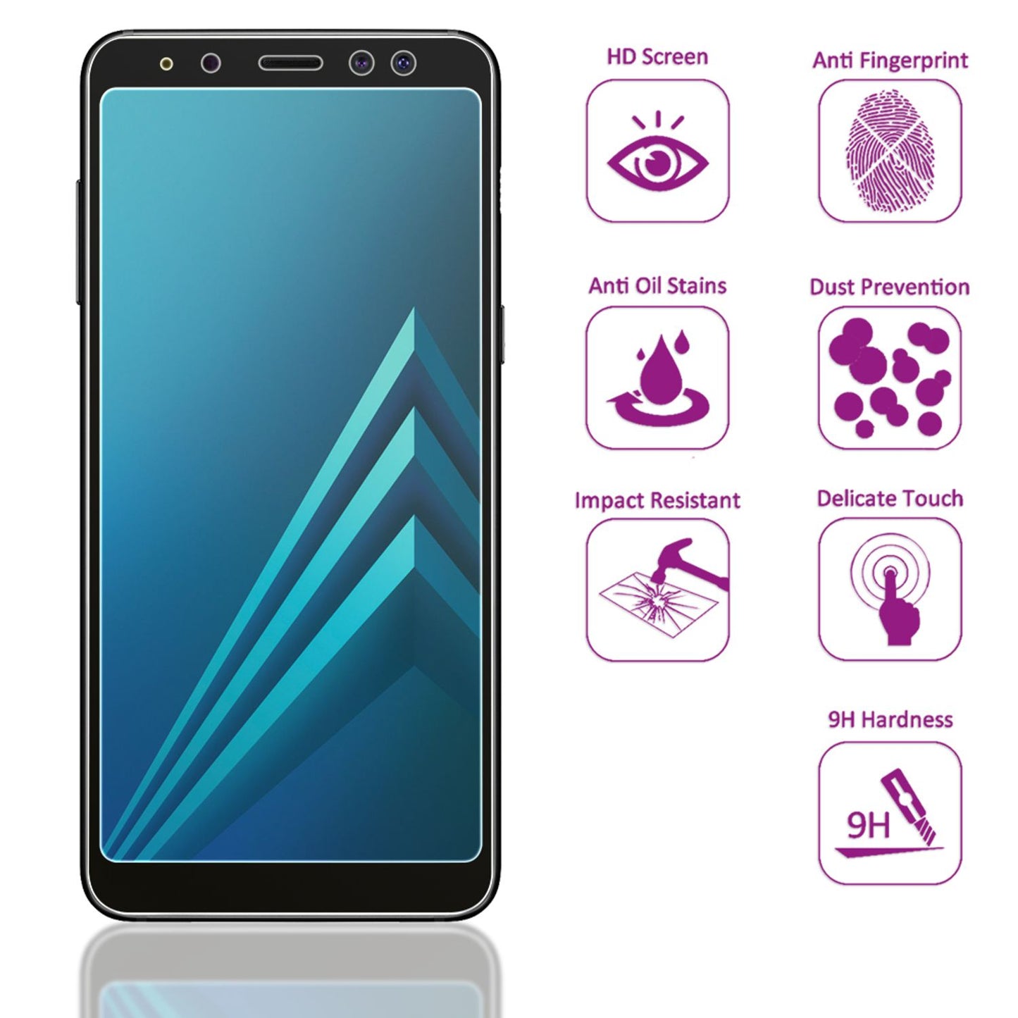 Sticlă de protecție pentru ecran NALIA ultra subțire - Pachet de 2, transparentă, compatibilă cu Galaxy A8