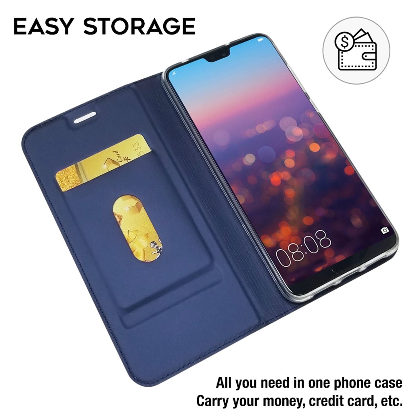 NALIA Huawei P20 Pro Slim Kickstand Flip Case Aus Kunstleder Hochwertig - Magnet Dünn Schutz