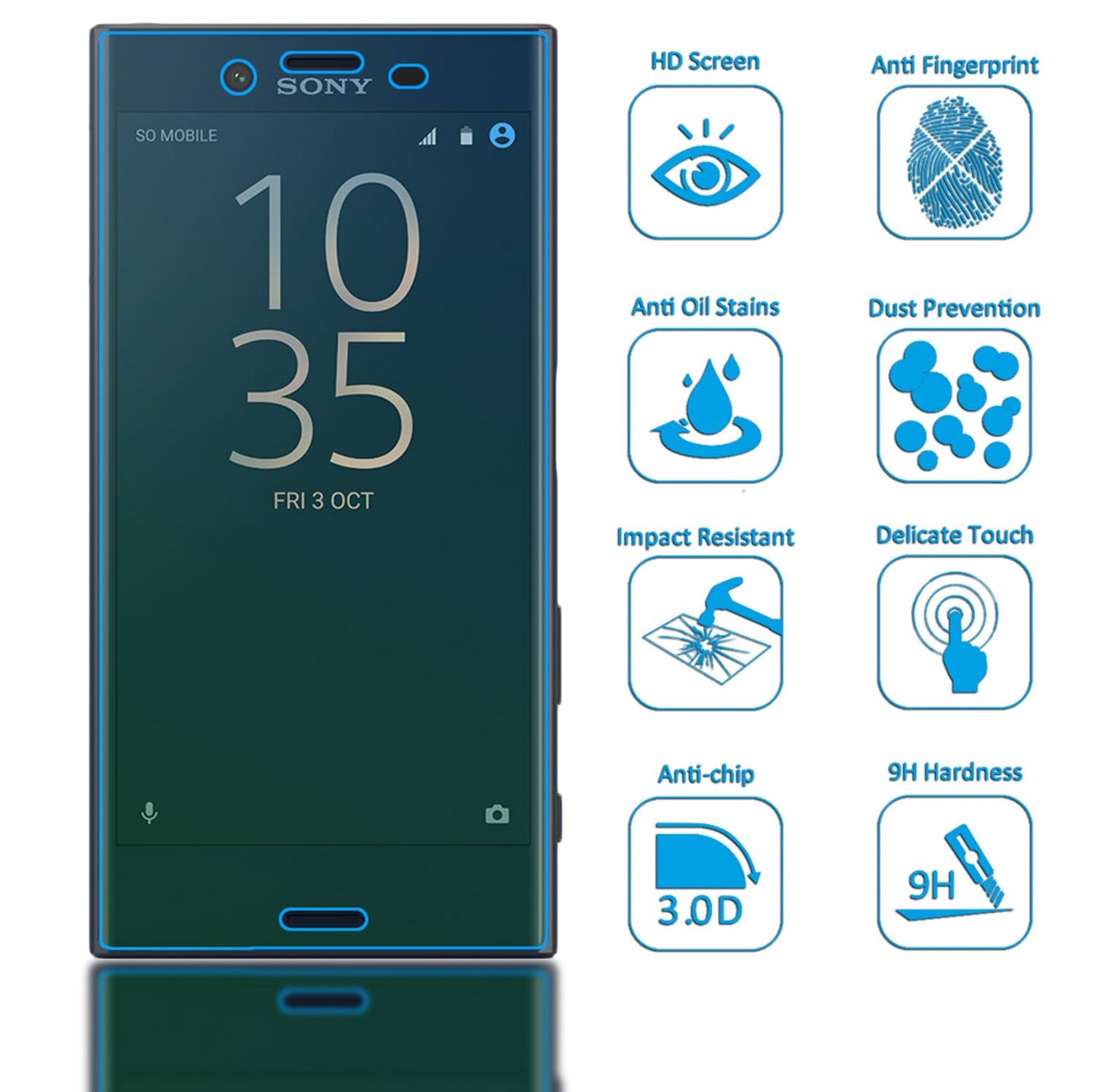 NALIA Schutzglas für Sony Xperia X Compact, 9H Full Cover Displayschutz Glass