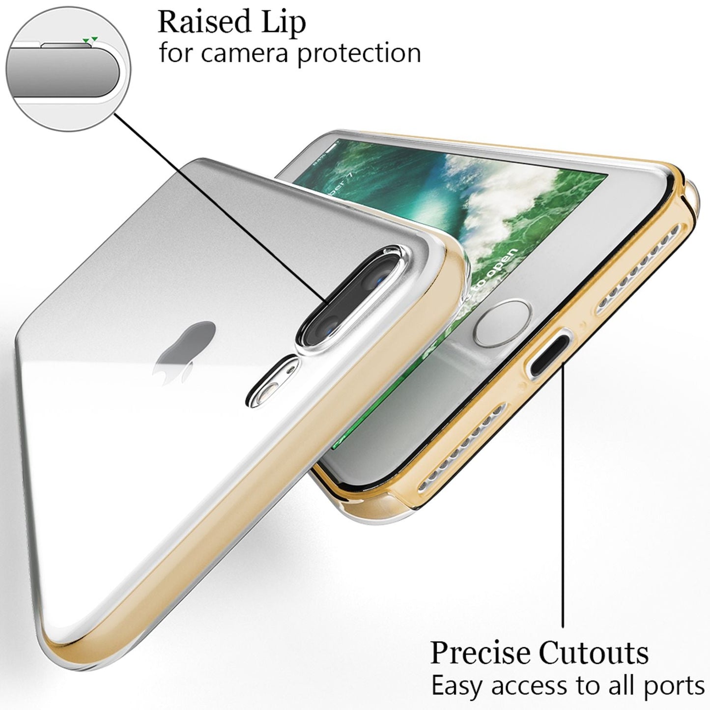 NALIA 360 Grad Handy Hülle für Apple iPhone 8 Plus / 7 Plus, Full Cover Case