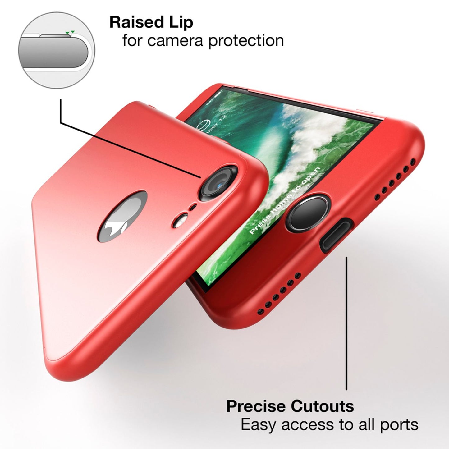 NALIA Hülle 360 Grad - Rundumschutz Displayschutzglas 2-in-1 Etui Kompatibel iPhone 7