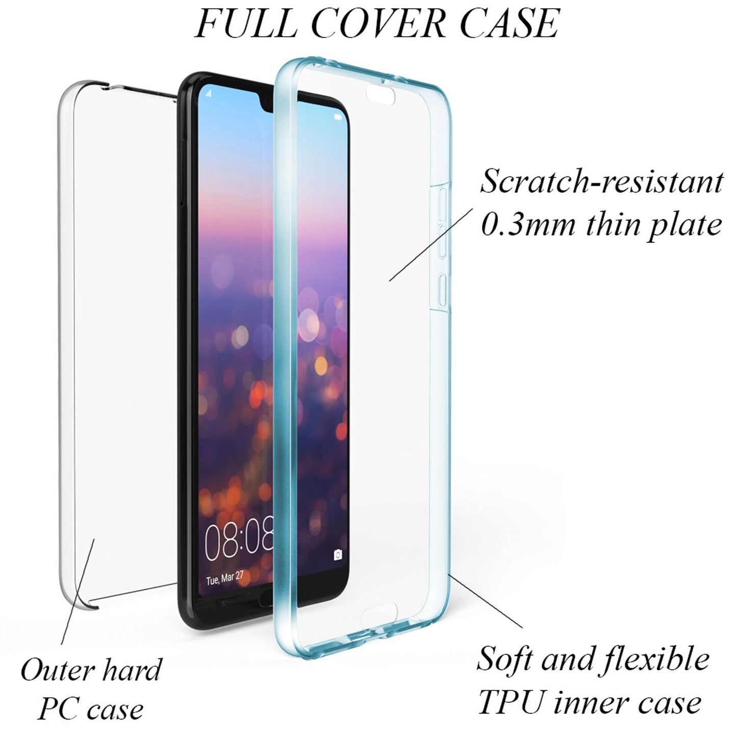 NALIA Berlin 360 Grad Handy Hülle Huawei P20 Pro - Full Cover, Transparent Displayschutz, Kompatibel Huawei P20 Pro