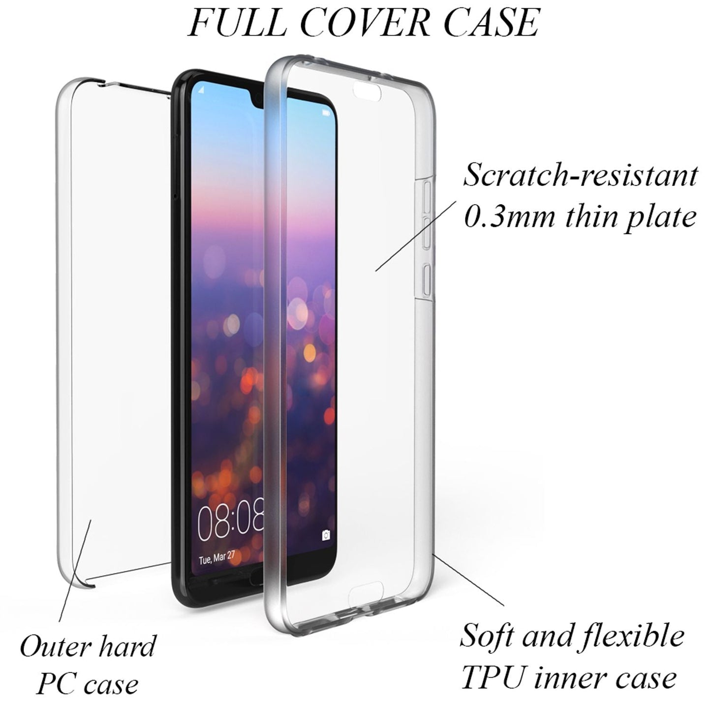 NALIA Berlin 360 Grad Handy Hülle Huawei P20 Pro - Full Cover, Transparent Displayschutz, Kompatibel Huawei P20 Pro