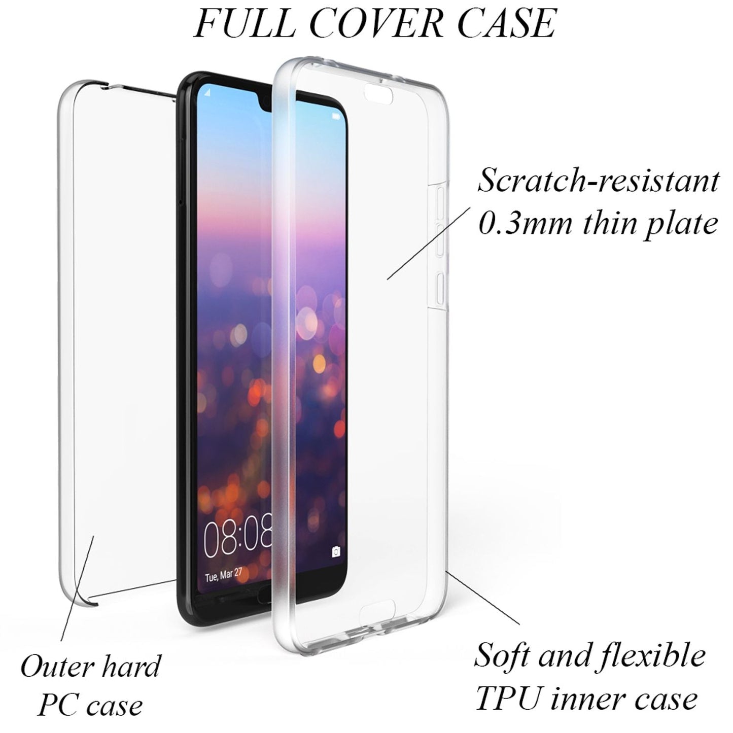NALIA Berlin 360 Grad Handy Hülle Huawei P20 Pro - Full Cover, Transparent Displayschutz, Kompatibel Huawei P20 Pro