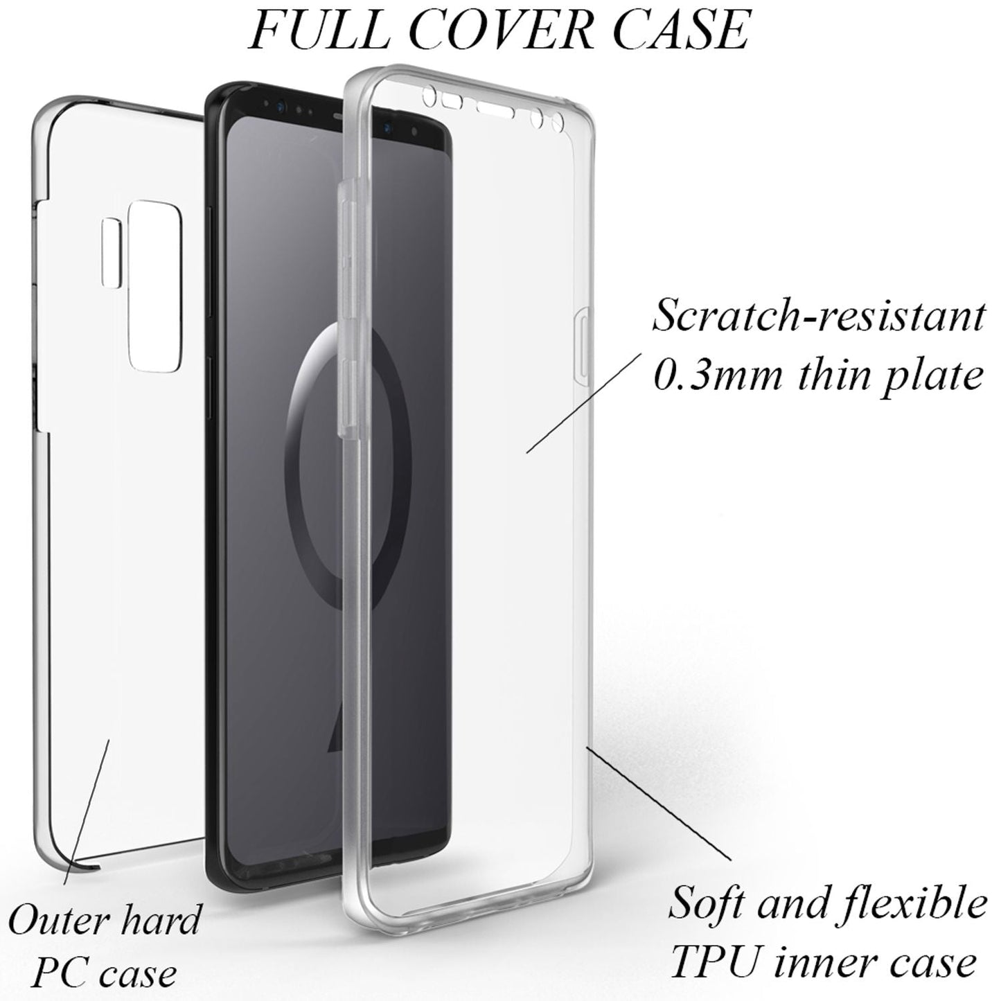 NALIA 360 Grad Handy Hülle für Samsung Galaxy S9 Plus, Full Cover Rundum Case