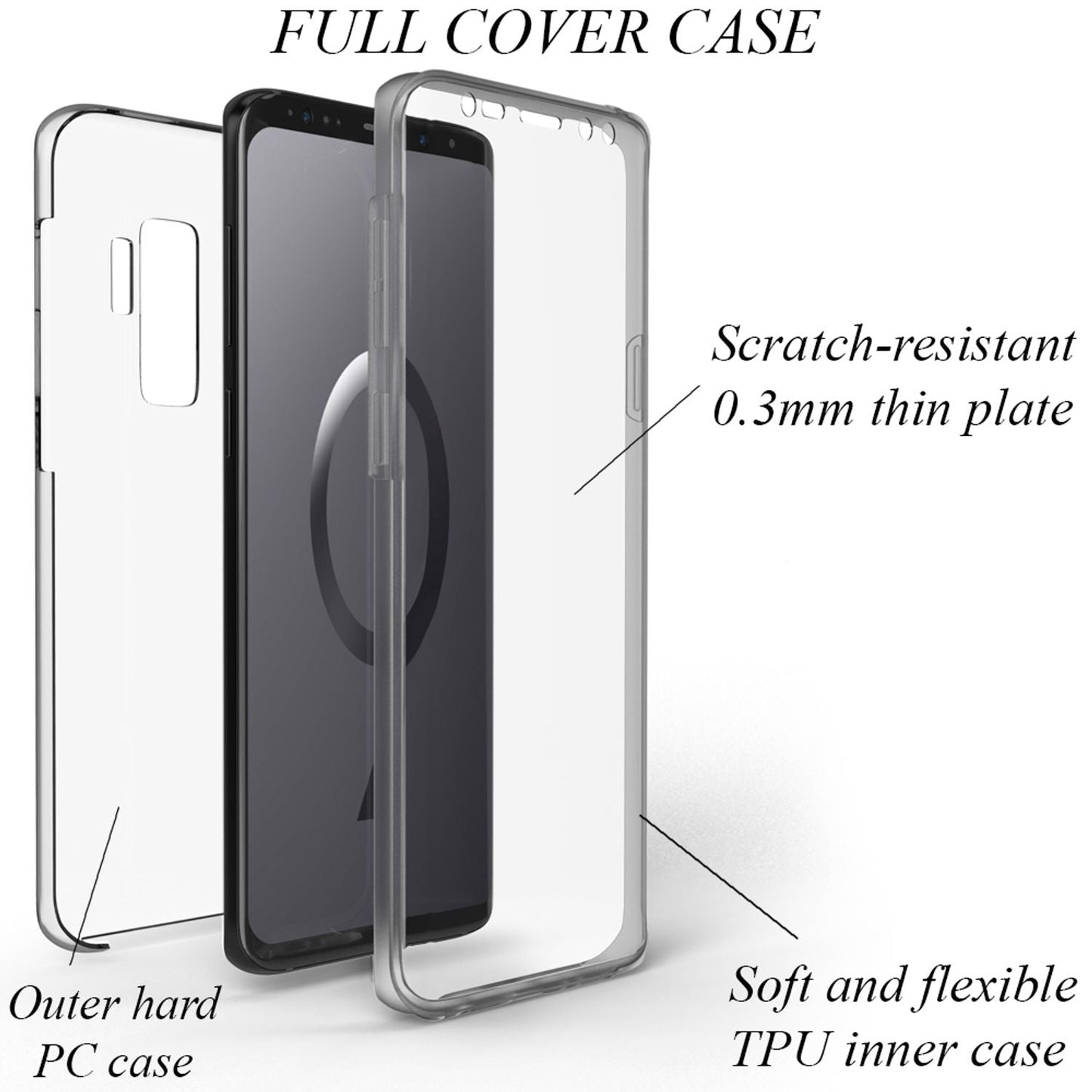 NALIA 360 Grad Handy Hülle für Samsung Galaxy S9 Plus, Full Cover Rundum Case