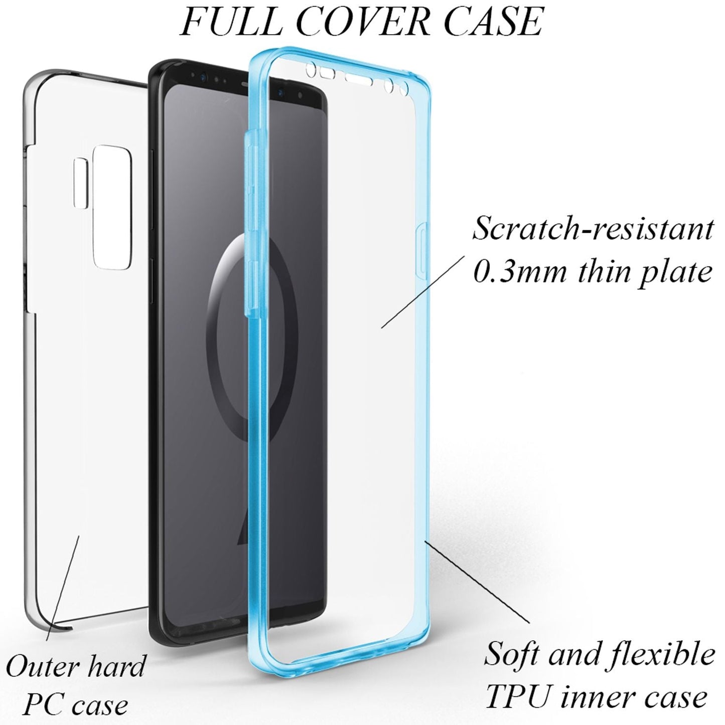 NALIA 360 Grad Handy Hülle für Samsung Galaxy S9 Plus, Full Cover Rundum Case