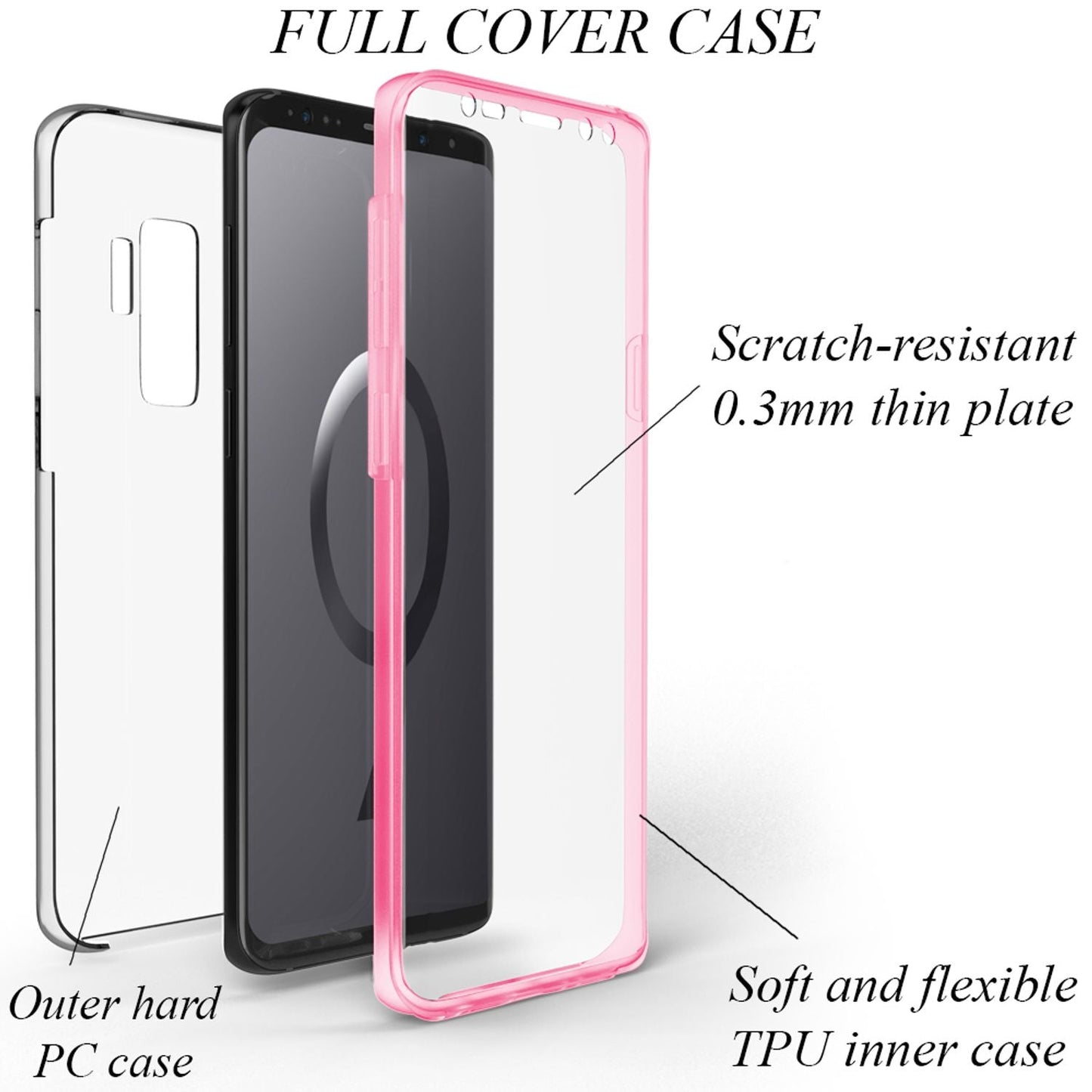 NALIA 360 Grad Handy Hülle für Samsung Galaxy S9 Plus, Full Cover Rundum Case